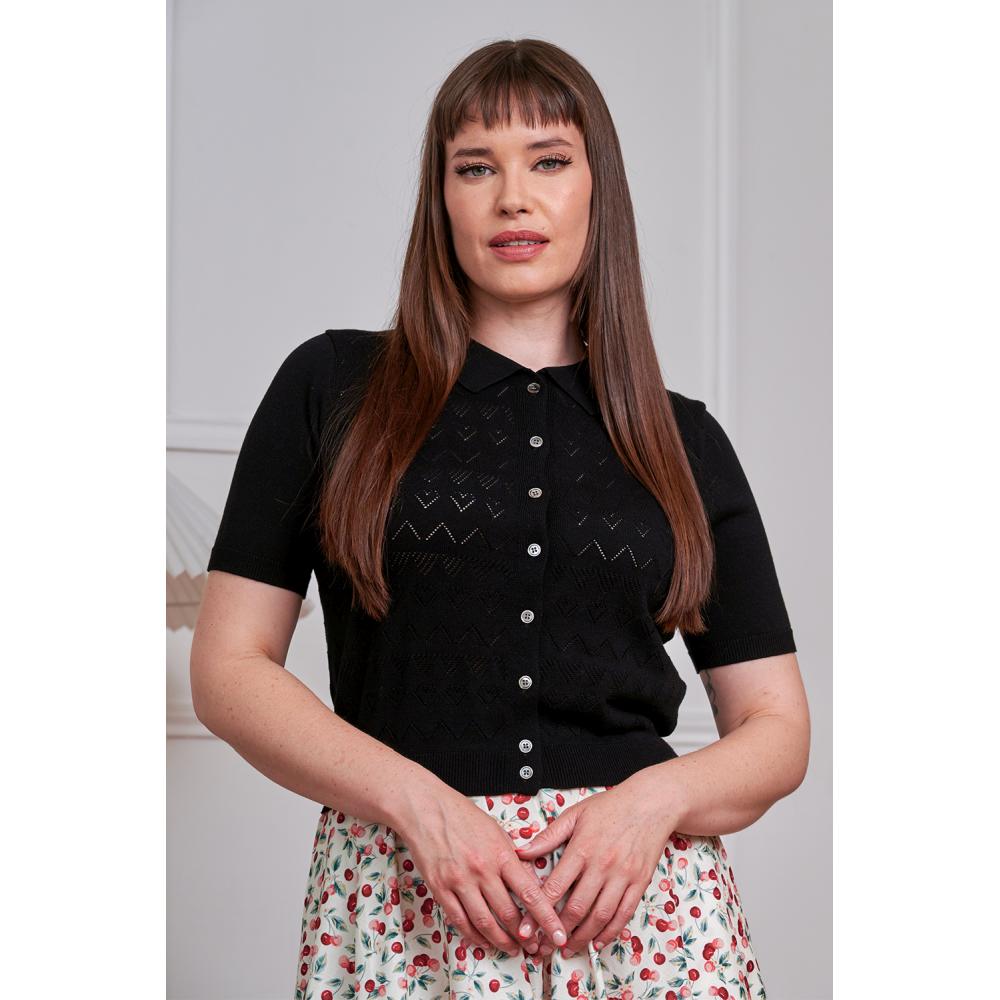 Banned - Heart Waves Strickjacke - Schwarz